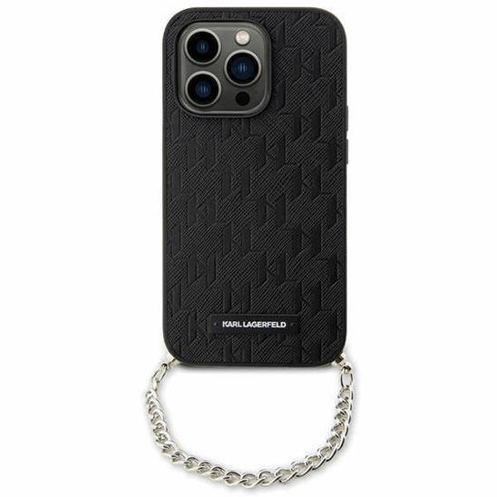 Original Case IPHONE 14 Karl Lagerfeld Hardcase Saffiano Monogram Chain (KLHCP14SSACKLHPK) black