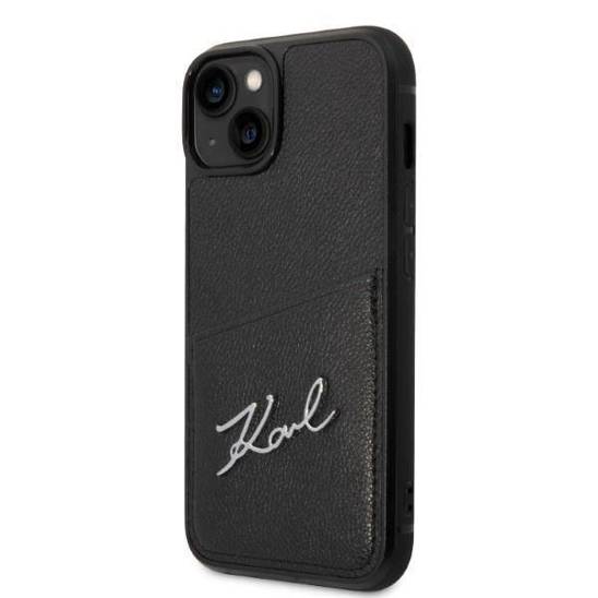 Original Case IPHONE 14 Karl Lagerfeld Signature Logo Cardslot (KLHCP14SCSSK) black