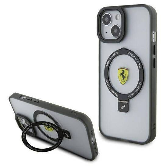 Original Case IPHONE 14 PLUS / 15 PLUS Ferrari Hardcase Ring Stand 2023 Collection MagSafe (FEHMP15MUSCAH) transparent