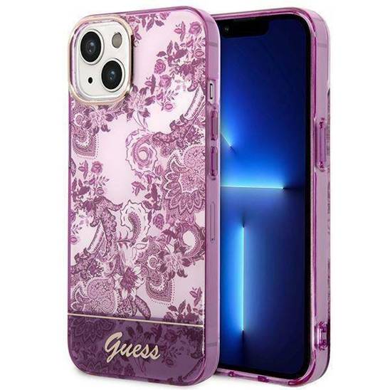 Original Case IPHONE 14 PLUS Guess Hardcase Porcelain Collection pink