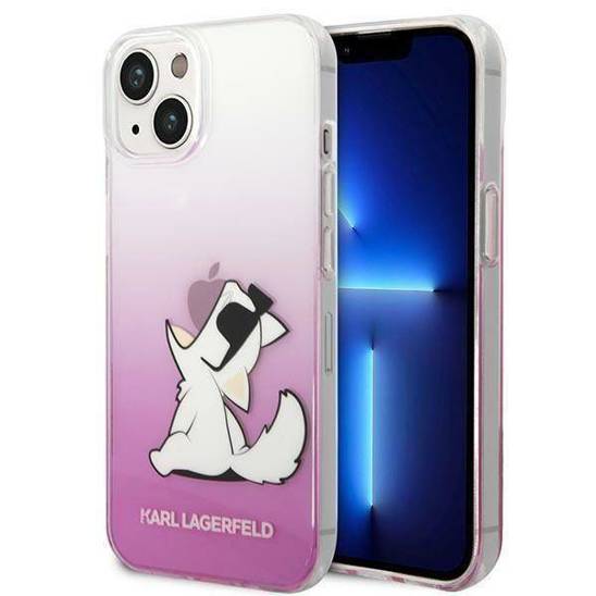 Original Case IPHONE 14 PLUS Karl Lagerfeld Hardcase Choupette Fun pink