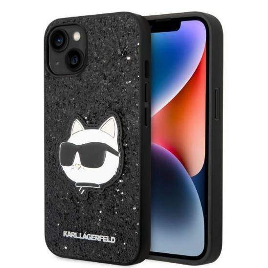 Original Case IPHONE 14 PLUS Karl Lagerfeld Hardcase Glitter Choupette Patch (KLHCP14MG2CPK) black