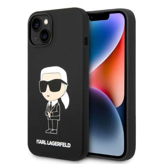 Original Case IPHONE 14 PLUS Karl Lagerfeld Hardcase Silicone Ikonik (KLHCP14MSNIKBCK) black