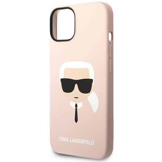 Original Case IPHONE 14 PLUS Karl Lagerfeld Hardcase Silicone Karl`s Head Magsafe light pink