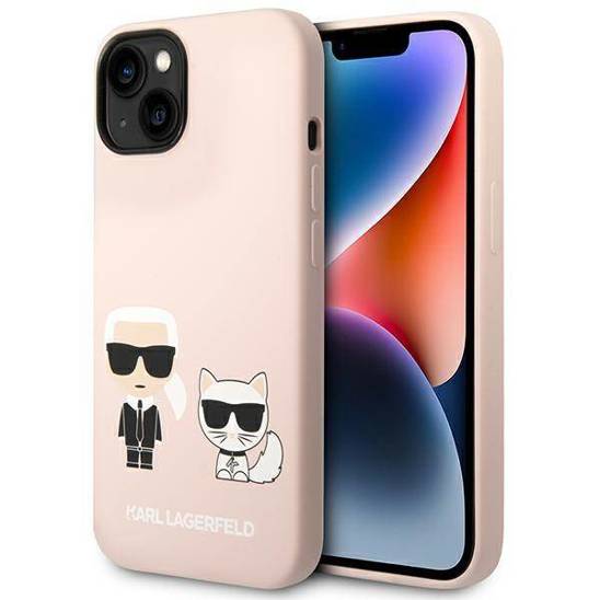 Original Case IPHONE 14 PLUS Karl Lagerfeld Hardcase Silicone Karl & Choupette Magsafe (KLHMP14MSSKCI) pink