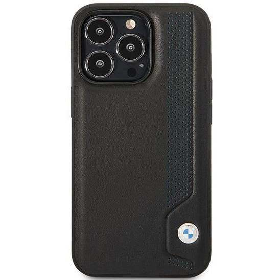 Original Case IPHONE 14 PRO BMW Hardcase Leather Blue Dots (BMHCP14L22RBDK) black