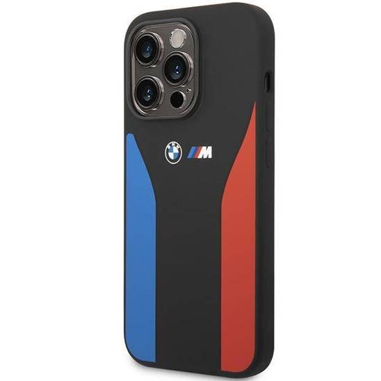 Original Case IPHONE 14 PRO BMW Silicone Blue&Red Stripes M Collection (BMHCP14L22SCSK) black