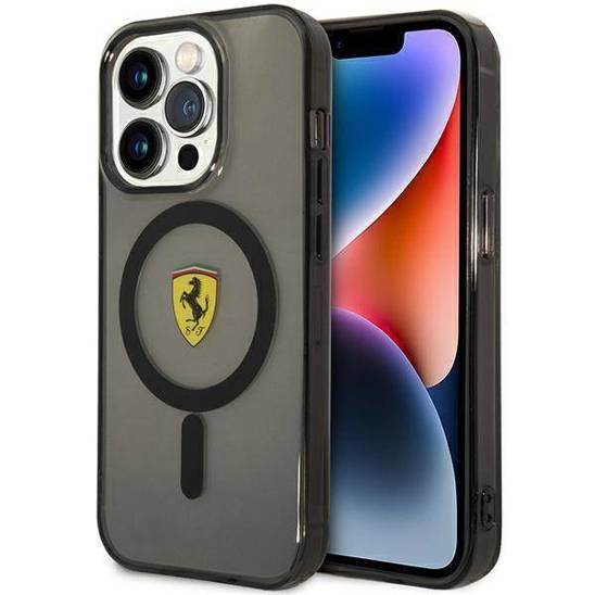 Original Case IPHONE 14 PRO Ferrari Hardcase Translucent Magsafe (FEHMP14LURKK) black