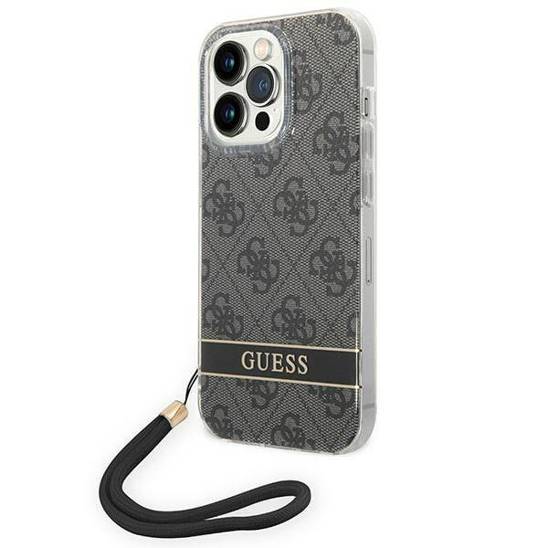 Original Case IPHONE 14 PRO Guess Hardcase 4G Print Strap (GUOHCP14LH4STK) black