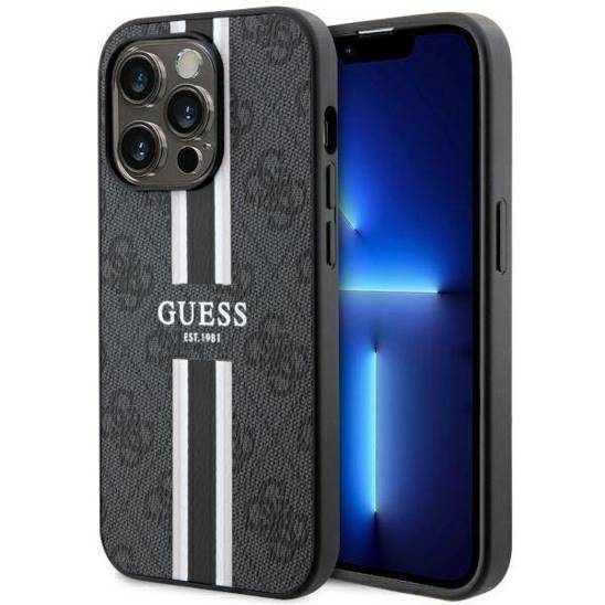 Original Case IPHONE 14 PRO Guess Hardcase 4G Printed Stripe MagSafe (GUHMP14LP4RPSK) black