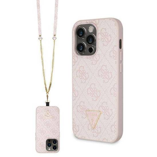 Original Case IPHONE 14 PRO Guess Hardcase Crossbody 4G Metal Logo (GUHCP14LP4TDSCPP) pink