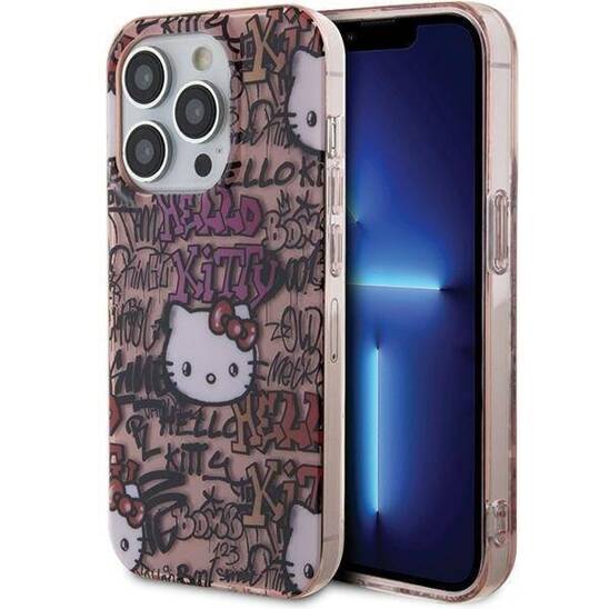 Original Case IPHONE 14 PRO Hello Kitty Hardcase IML Tags Graffiti (HKHCP14LHDGPTP) pink