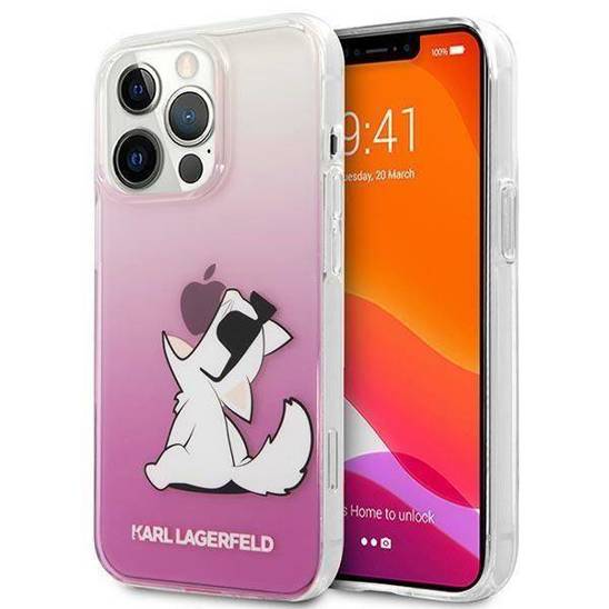 Original Case IPHONE 14 PRO Karl Lagerfeld Hardcase Choupette Fun pink