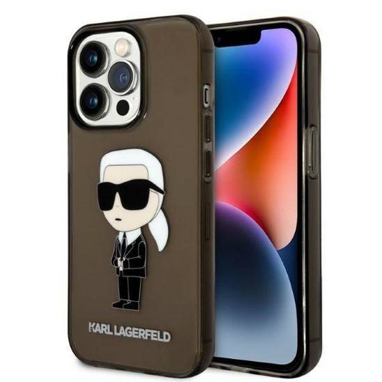 Original Case IPHONE 14 PRO Karl Lagerfeld Hardcase Ikonik Karl Lagerfeld (KLHCP14LHNIKTCK) black