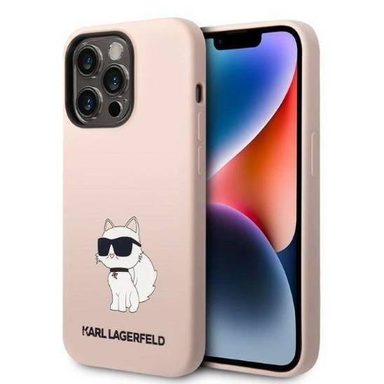 Original Case IPHONE 14 PRO Karl Lagerfeld Hardcase Silicone Choupette (KLHCP14LSNCHBCP) pink