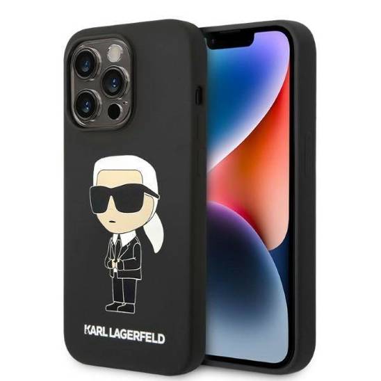 Original Case IPHONE 14 PRO Karl Lagerfeld Hardcase Silicone Ikonik (KLHCP14LSNIKBCK) black