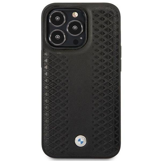 Original Case IPHONE 14 PRO MAX BMW Leather Diamond Pattern MagSafe MagSafe (BMHMP14X22RFGK) black