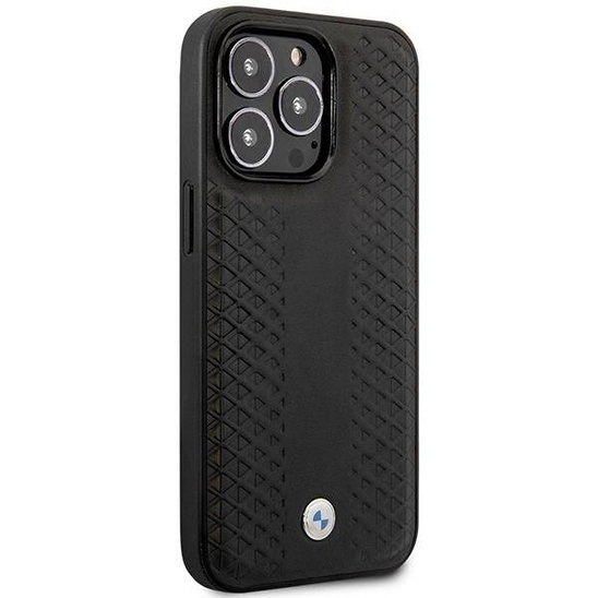 Original Case IPHONE 14 PRO MAX BMW Leather Diamond Pattern MagSafe MagSafe (BMHMP14X22RFGK) black