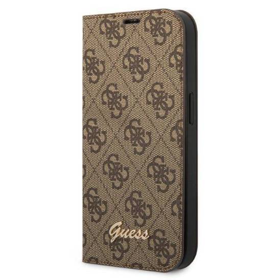 Original Case IPHONE 14 PRO MAX Guess Book 4G Vintage Gold Logo (GUBKP14XHG4SHW) brown