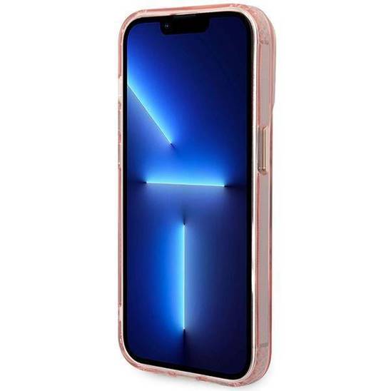 Original Case IPHONE 14 PRO MAX Guess Hard Case Gold Outline Translucent MagSafe (GUHMP14XHTCMP) pink
