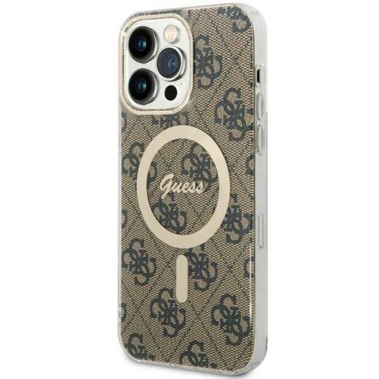 Original Case IPHONE 14 PRO MAX Guess Hardcase 4G MagSafe (GUHMP14XH4STW) brown