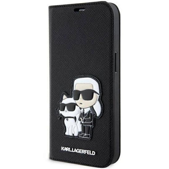 Original Case IPHONE 14 PRO MAX Karl Lagerfeld Bookcase Saffiano Karl & Choupette (KLBKP14XSANKCPK) black