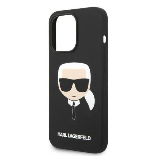 Original Case IPHONE 14 PRO MAX Karl Lagerfeld Harcase Silicone Karl's Head Magsafe (KLHMP14XSLKHBK) black