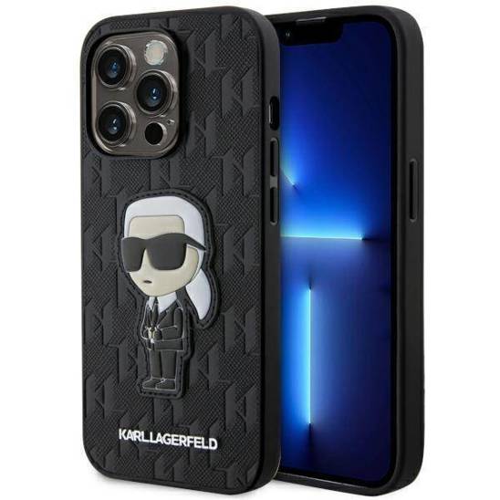 Original Case IPHONE 14 PRO MAX Karl Lagerfeld Hardcase Saffiano Monogram Ikonik (KLHCP14XSAKHPKK) black