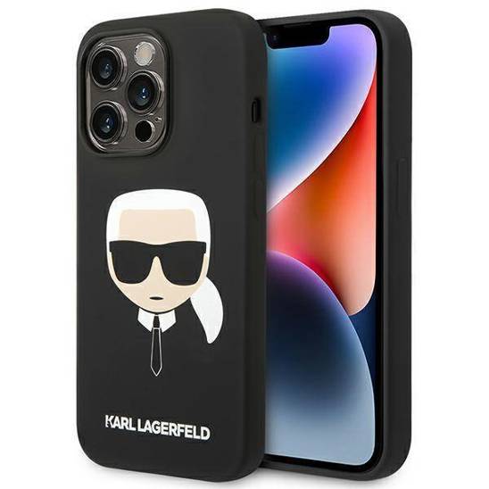 Original Case IPHONE 14 PRO MAX Karl Lagerfeld Hardcase Silicone Karl`s Head (KLHCP14XSLKHBK) black