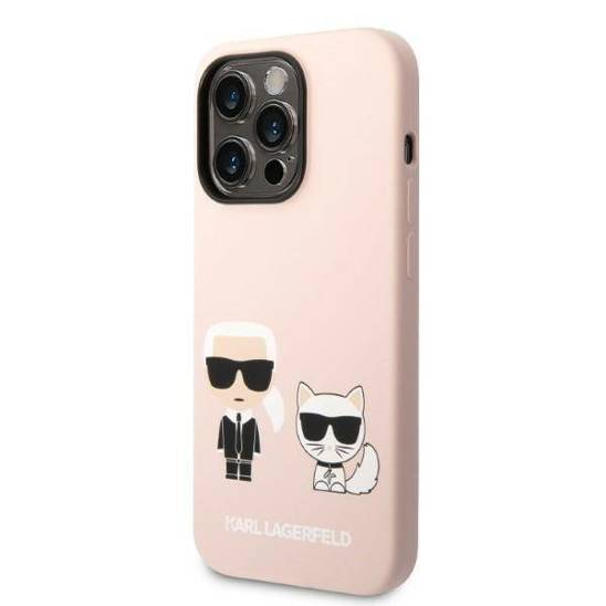 Original Case IPHONE 14 PRO MAX Karl Lagerfeld Hardcase Silicone Karl & Choupette Magsafe (KLHMP14XSSKCI) light pink