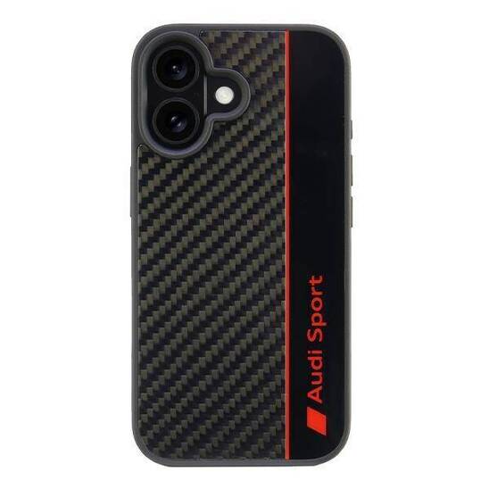 Original Case IPHONE 16 Audi Carbon Fiber Stripe (AUS-TPUPCIP16-R8/D1-BK) black