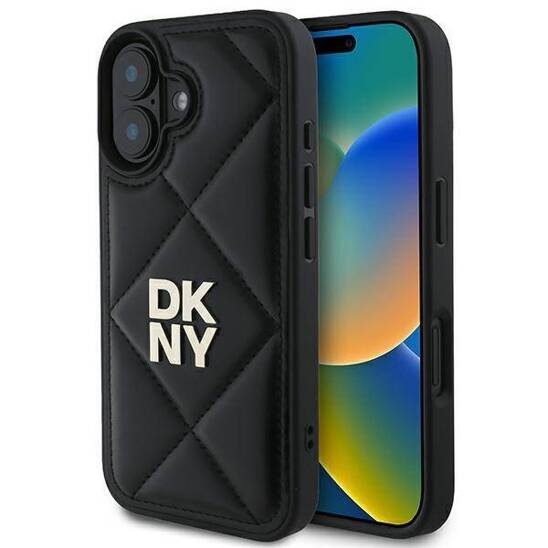 Original Case IPHONE 16 DKNY Quilted Stack Logo (DKHCP16SPQDSLK) black