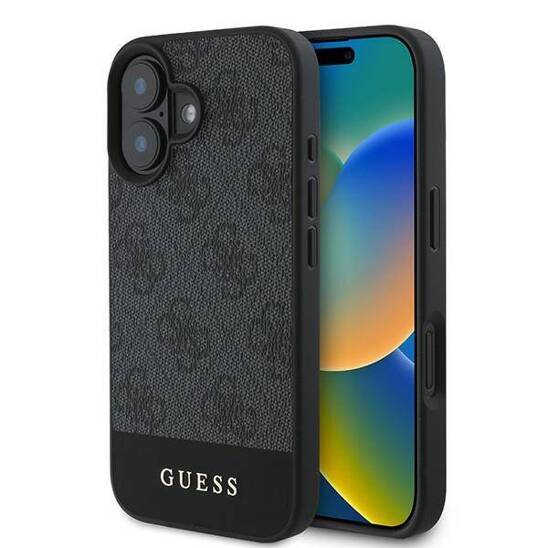 Original Case IPHONE 16 Guess Hardcase 4G Bottom Stripe (GUHCP16SG4GLGR) gray