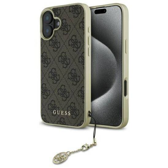 Original Case IPHONE 16 Guess Hardcase 4G Charms Collection (GUHCP16SGF4GBR) brown