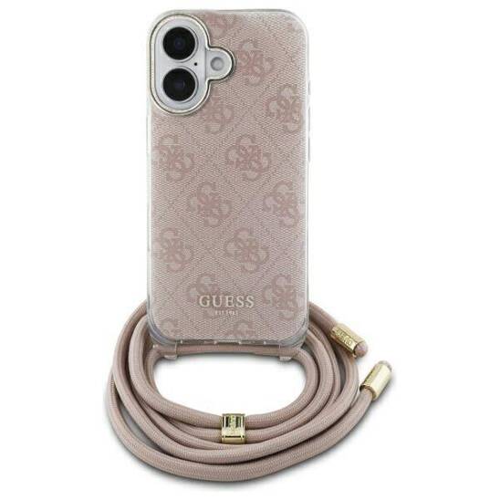 Original Case IPHONE 16 Guess Hardcase Crossbody Cord 4G Print (GUHCP16SHC4SEP)