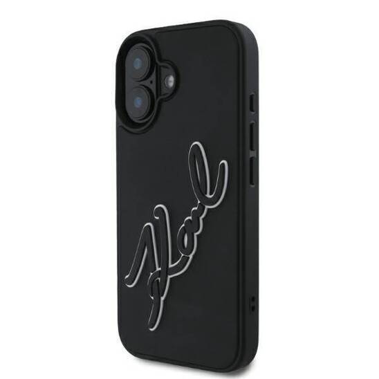 Original Case IPHONE 16 Karl Lagerfeld Hardcase 3D Rubber Signature (KLHCP16S3DRKSDLK) black