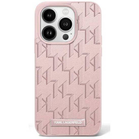 Original Case IPHONE 16 Karl Lagerfeld Hardcase Hot Stamp MagSafe (KLHMP16SPKHPORPP) pink