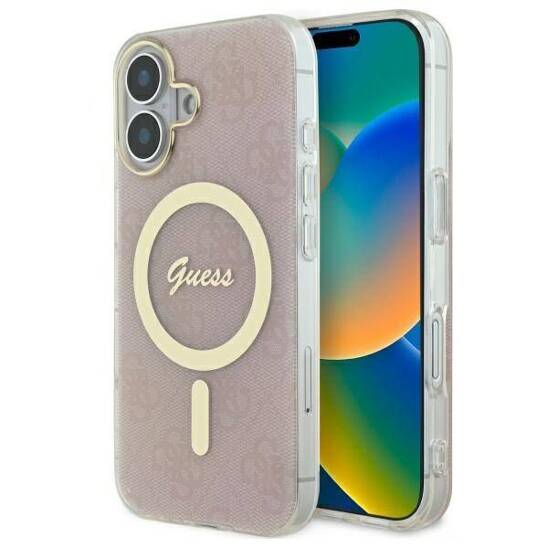 Original Case IPHONE 16 PLUS Guess Hardcase IML 4G MagSafe (GUHMP16MH4STP) pink