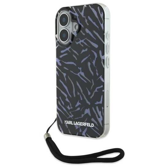 Original Case IPHONE 16 PLUS Karl Lagerfeld Zebra With Cord (KLHCP16MHZBPKCCU) purple