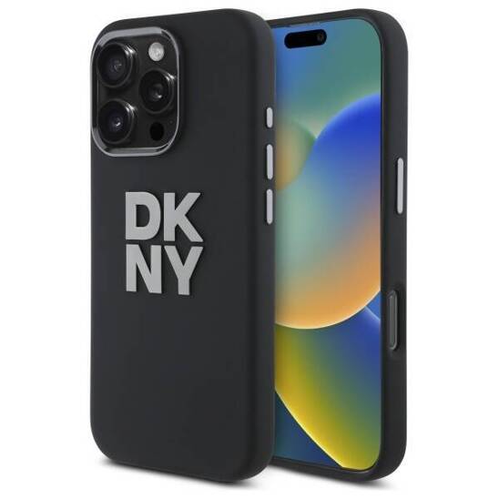 Original Case IPHONE 16 PRO DKNY Hardcase Liquid Silicone Metal Logo (DKHCP16LSMCBSK) black