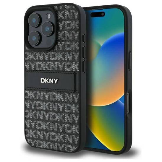 Original Case IPHONE 16 PRO DKNY Hardcase Texture Pattern Tonal Stripe (DKHCP16LPRTHSLK) black