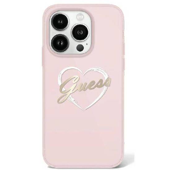 Original Case IPHONE 16 PRO Guess Hardcase IML Heart (GUHCP16LHCHGSPP) pink