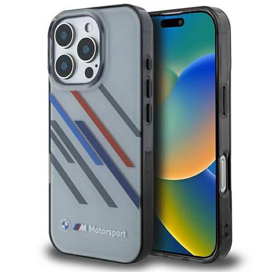 Original Case IPHONE 16 PRO MAX BMW Hardcase Motosport IML Random Stripes (BMHCP16X23HTRAG) gray