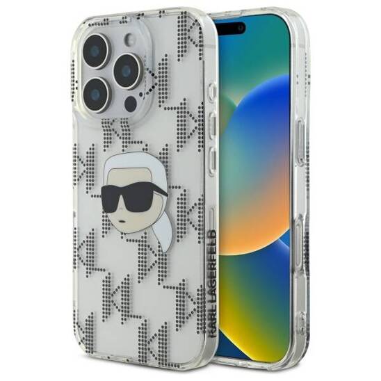 Original Case IPHONE 16 PRO MAX Karl Lagerfeld Hardcase IML Karl Head Electroplated (KLHCP16XHKLPKHT) transparent