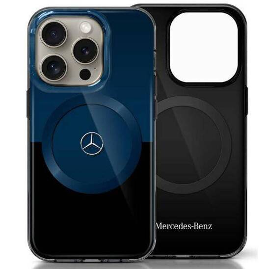 Original Case IPHONE 16 PRO MAX Mercedes Hardcase MB Double Layer BiColor MagSafe (MEHMP16X23HBIKV) blue & black