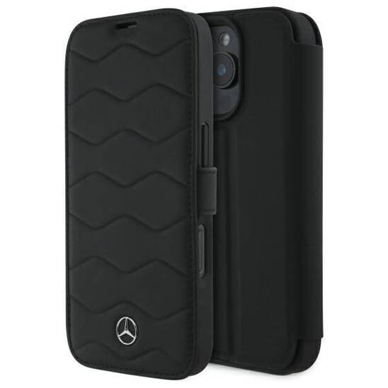 Original Case IPHONE 16 PRO MAX Mercedes Hardcase MB Waves Leather (MEBKP16X23RWRSK) black