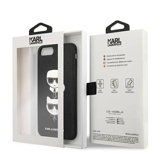 Original Case IPHONE 7+ / 8+ Karl Lagerfeld Hardcase Saffiano Ikonik Karl&Choupette Head (KLHCI8LSAKICKCBK) black