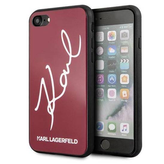 Original Case IPHONE SE 2022 / SE 2020 / 7 / 8 Karl Lagerfeld Hard Case Signature Glitter (KLHCI8DLKSRE) red