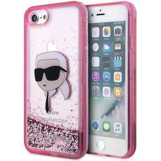 Original Case IPHONE SE 2022 / SE 2020 / 7 / 8 Karl Lagerfeld Hardcase Glitter Karl`s Head (KLHCI8LNKHCP) pink