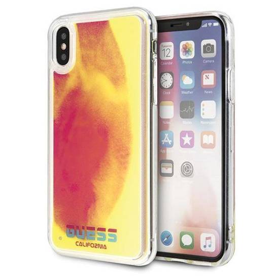 Original Case IPHONE X / XS Guess Hard Case California Glow In The Dark (GUHCPXGLCPI) pink